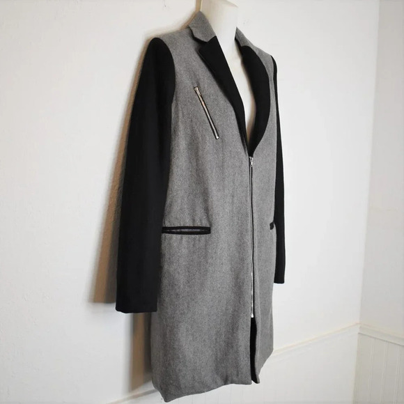 Asilio Coat Midi Colorblock Sz S Wool Preppy Academia Minimalist Neutral - Picture 5 of 16